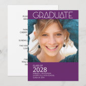 Invitation Photo moderne Purple Graduation Party (Devant / Derrière)