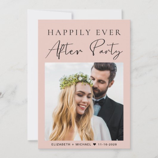 Invitation Photo moderne QR Code Blush Mariage Réception (Devant)