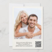 Invitation Photo moderne QR Code Cream Wedding Réception (Dos)