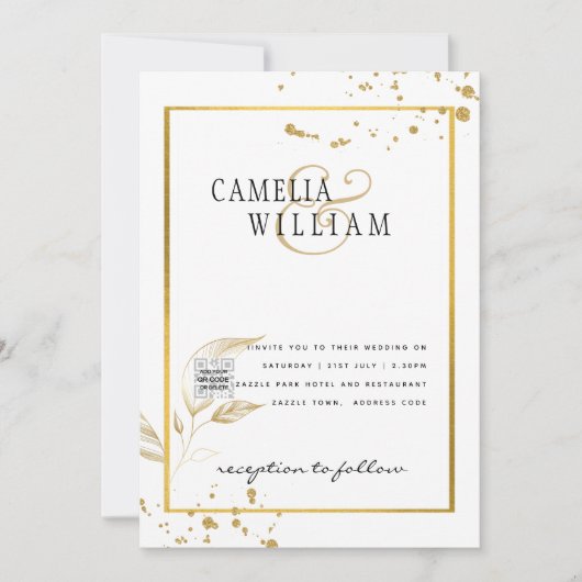 Invitation PHOTO moderne QR CODE Mariage Inviter ou Enregistr (Devant)