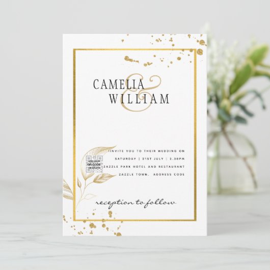Invitation PHOTO moderne QR CODE Mariage Inviter ou Enregistr (Debout devant)