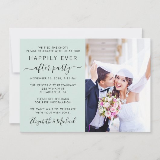 Invitation Photo moderne QR Code Mint Mariage Réception (Devant)