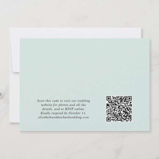 Invitation Photo moderne QR Code Mint Mariage Réception (Dos)