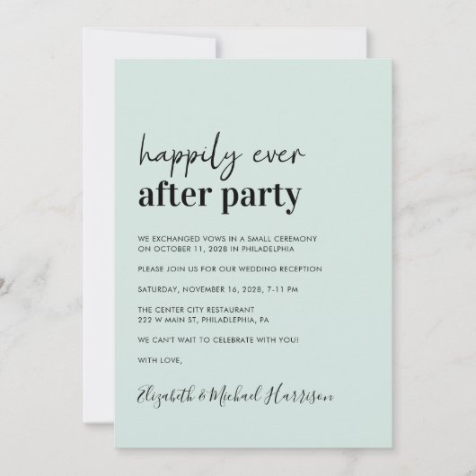 Invitation Photo moderne QR Code Mint Mariage Réception (Devant)