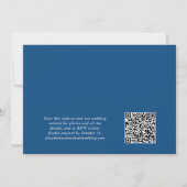 Invitation Photo moderne QR Code Réception de mariage bleu (Dos)