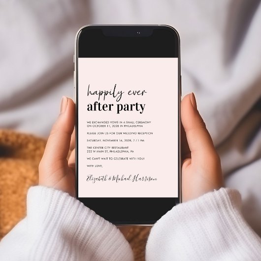 Invitation Photo moderne QR Code Réception de mariage rose