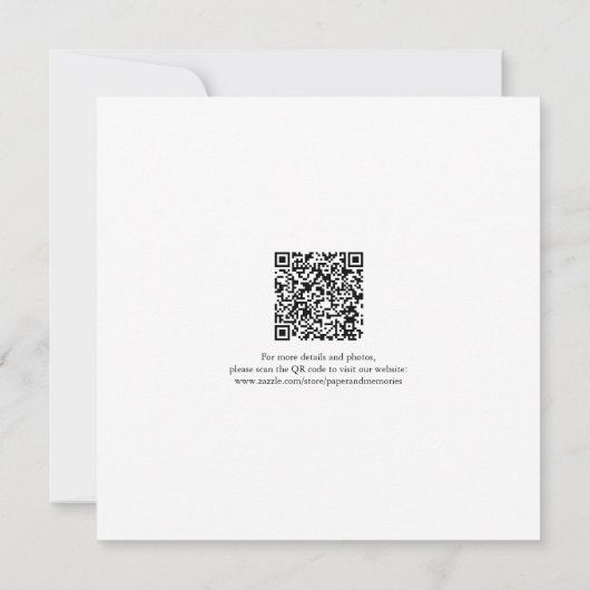 Invitation Photo Moderne QR Code Site Web Enregistrer la date (Dos)