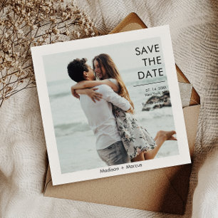 Invitation Photo Moderne QR Code Site Web Enregistrer la date
