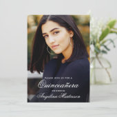 Invitation Photo moderne Quinceanera Or et noir (Debout devant)