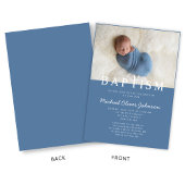 Invitation Photo moderne Religieux Croix Bleu Garçon Baptême