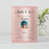 Invitation Photo moderne Rosegold Glitzer "Mariée à être" (Debout devant)