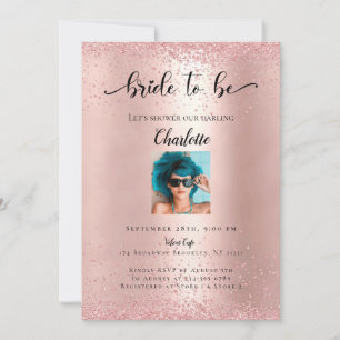 Invitation Photo moderne Rosegold Glitzer "Mariée à être"