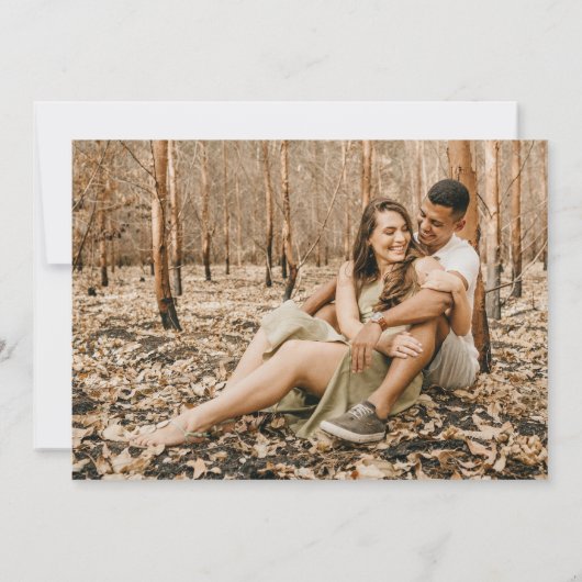 Invitation Photo Moderne Rustique Nous sommes fiancés Fête de (Dos)