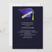 Invitation Photo Moderne Script Blue Casquette Party Graduati (Dos)