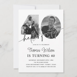 Invitation Photo moderne simple 40e anniversaire