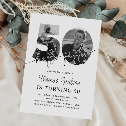 Invitation Photo moderne simple 50e anniversaire