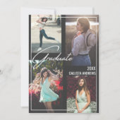 Invitation Photo Moderne Simple Noir Blanc encadré Graduation (Devant)