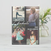 Invitation Photo Moderne Simple Noir Blanc encadré Graduation (Debout devant)