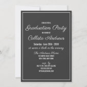 Invitation Photo Moderne Simple Noir Blanc encadré Graduation (Dos)