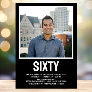 Invitation Photo moderne SIXTY 60th Birthday Party