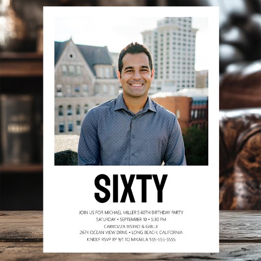 Invitation Photo moderne SIXTY 60th Birthday Party