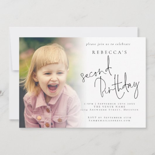 Invitation Photo moderne superposition 2e fête d'anniversaire (Devant)