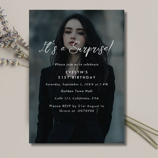Invitation Photo moderne superposition Anniversaire Surprise 