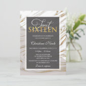 Invitation Photo moderne Sweet 16 Gold Marble Gris (Debout devant)