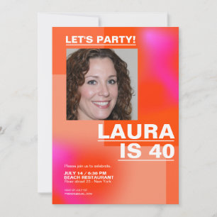 Invitation photo moderne tendance pour 40 ans pers
