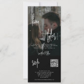 Invitation Photo moderne tout en un code QR rsvp noir mariage (Devant)