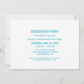 Invitation Photo moderne Turquoise bleu brossé Script Graduat (Dos)