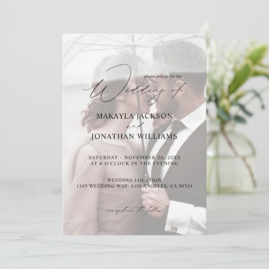 Invitation Photo Moderne Vertical 4 Mariage (Debout devant)
