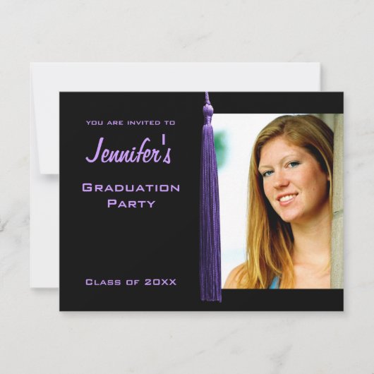 Invitation photo moderne violet Tassle Graduation (Devant)