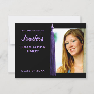Invitation photo moderne violet Tassle Graduation