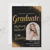 Invitation Photo modifiable 18e anniversaire Graduation Black (Devant)