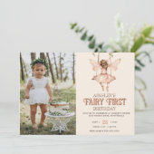 Invitation Photo modifiable Blush Pink Fairy Premier 1er anni (Debout devant)