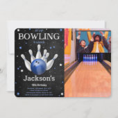 Invitation photo modifiable garçon bowling (Devant)