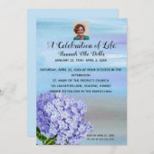 Invitation Photo modifiable Hydrangea Célébration de la vie (Devant / Derrière)