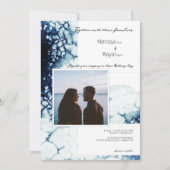 Invitation Photo Monogramme de mariage bleu de destination na (Devant)