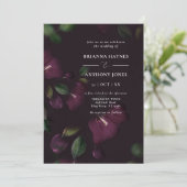 Invitation Photo Moody Purple Bloom Grunge Mariage (Debout devant)