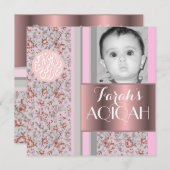 Invitation Photo musulmane d'aqiqah de rose de bébé (Devant / Derrière)