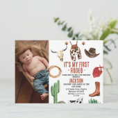 Invitation Photo My First Rodeo Cowboy 1er anniversaire (Debout devant)