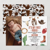 Invitation Photo My First Rodeo Cowboy 1er anniversaire (Devant / Derrière)