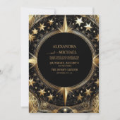 Invitation Photo Mystical Black Gold Celestial Galaxy Mariage (Devant)