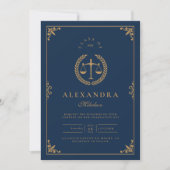 Invitation Photo Navy Gold Elegant Law School Graduation (Devant)