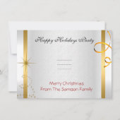 Invitation Photo Noël Fête Noël Blanc Or Rouge (Dos)