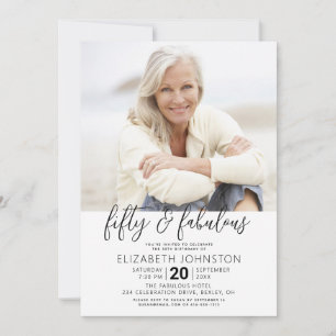 Invitation Photo Noir Blanc 50 Anniversaire Fabuleux Arche Mo