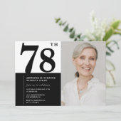 Invitation Photo Noir Blanc Chic 78e Anniversaire (Debout devant)