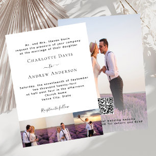 Invitation Photo noir blanc code QR officiel RSVP mariage