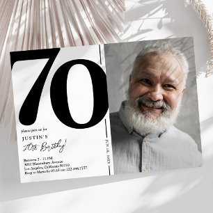 Invitation Photo Noir Blanc Fête des 70 ans